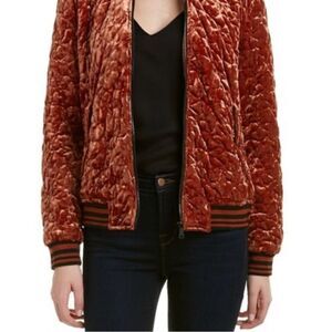 Bernardo Rust/Blk Quilted Velvet Bomber Jacket